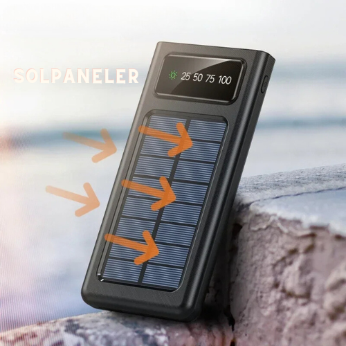 20.000 mAh powerbank med solceller